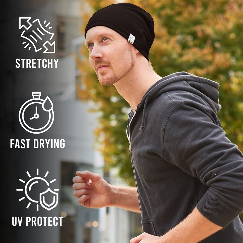 CHARM Mens & Womens Running Sports Beanie, Sweat-Wicking UV-Blocking Helmet Liner Gym Cap & Cycling Hat Navy - Image 4